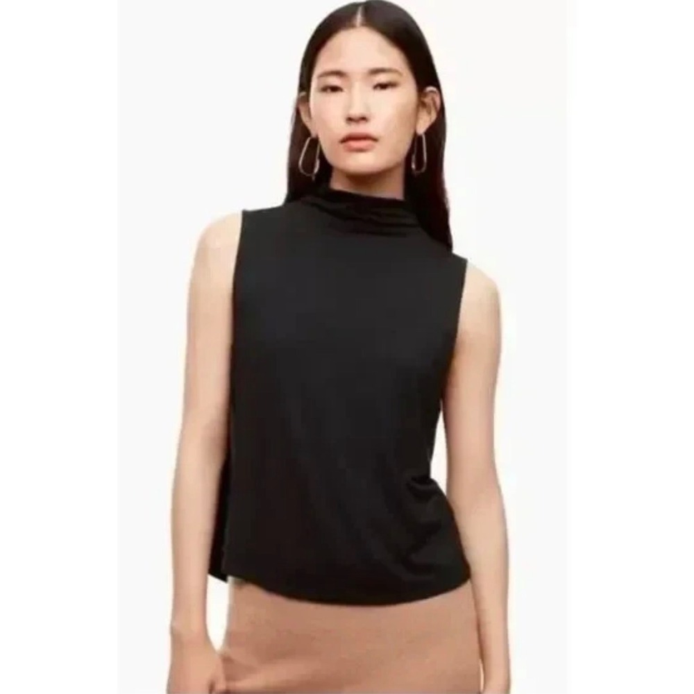 Babaton Aritzia Black Sleeveless Mock Neck Turtleneck Tank Top Size Small Office